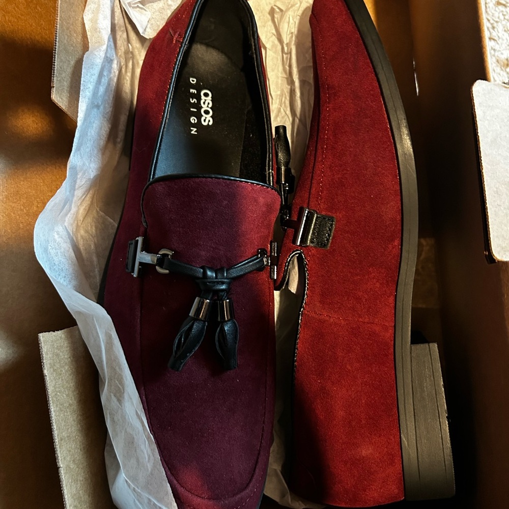 Deep Red Men's Loafer Dress Shoes
